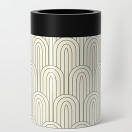 Art Deco Gold Cream & Silver Grey Pattern Can Cooler