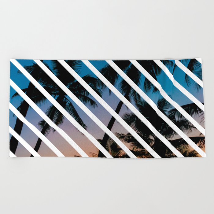 Summer time palm tree Beach Towel