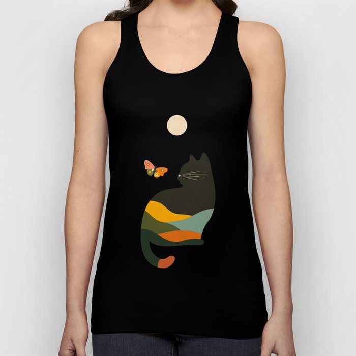 Abstract Cat and Butterfly Tank Top