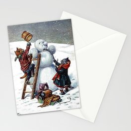 Vintage Christmas Kittens & Snowman - Arthur Thiele Stationery Card
