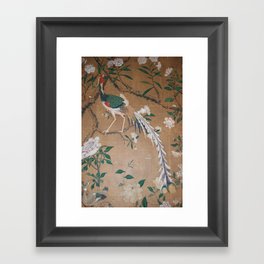 Antique French Chinoiserie in Tan & White Framed Art Print