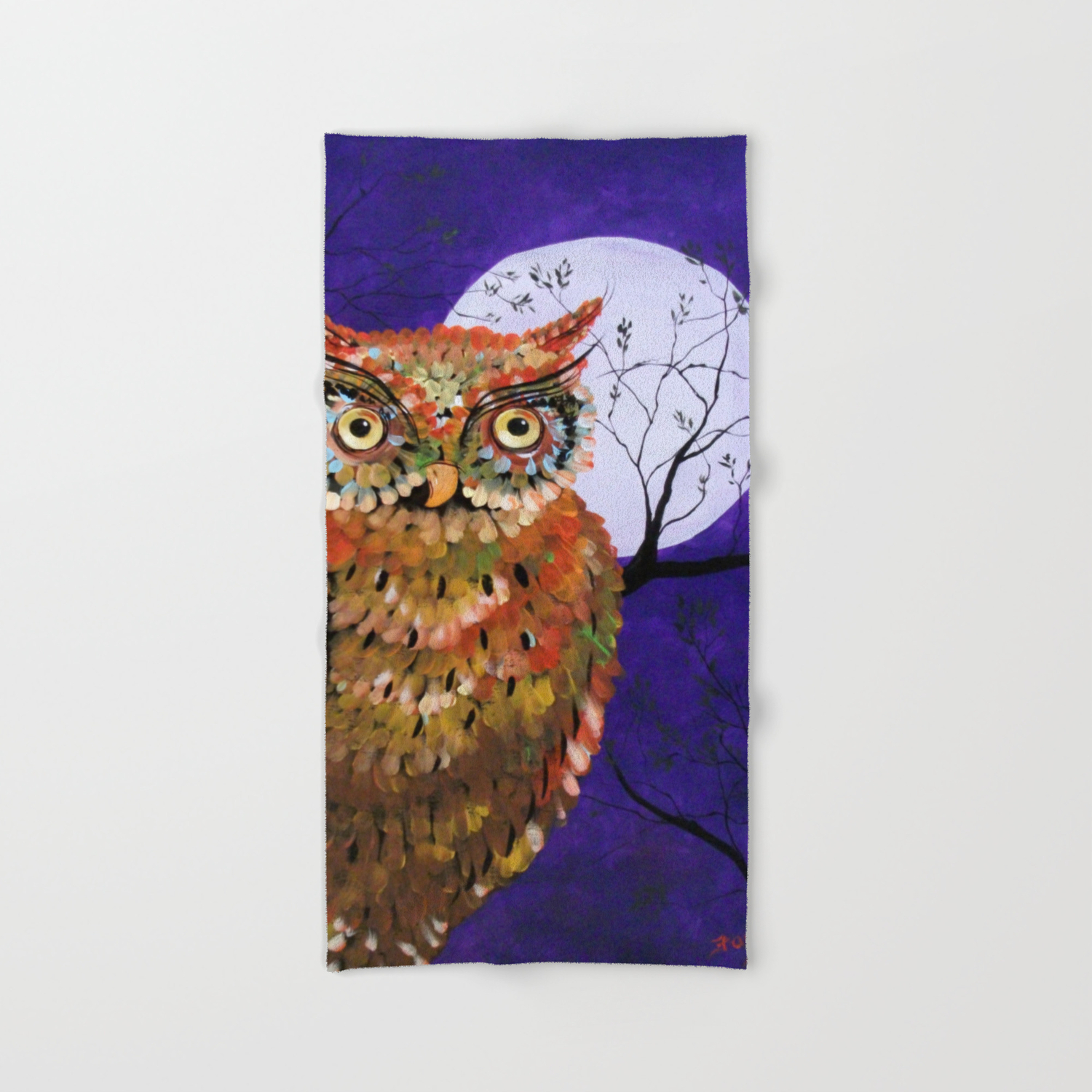 Owl Owl Painting Moon Night Sky Purple By Faye Hand Bath