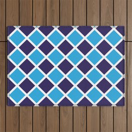 Checkered Pattern - Dark Blue Checks Texture 3 Outdoor Rug