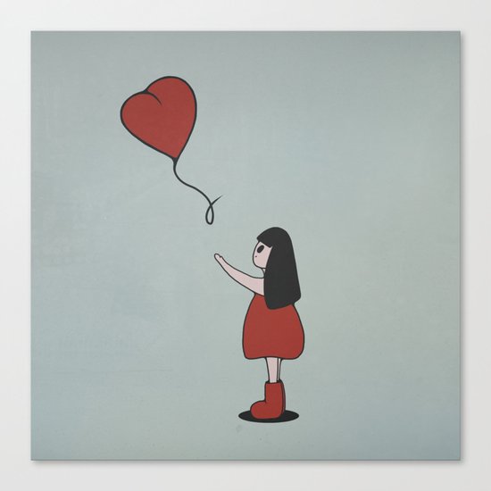 Girl with a Heart-Shaped Balloon Canvas Print