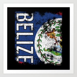 Belize Flag Distressed Art Print | Countries, National, Graphicdesign, Nationality, Women, World, Pride, Patriotic, Men, Gift 