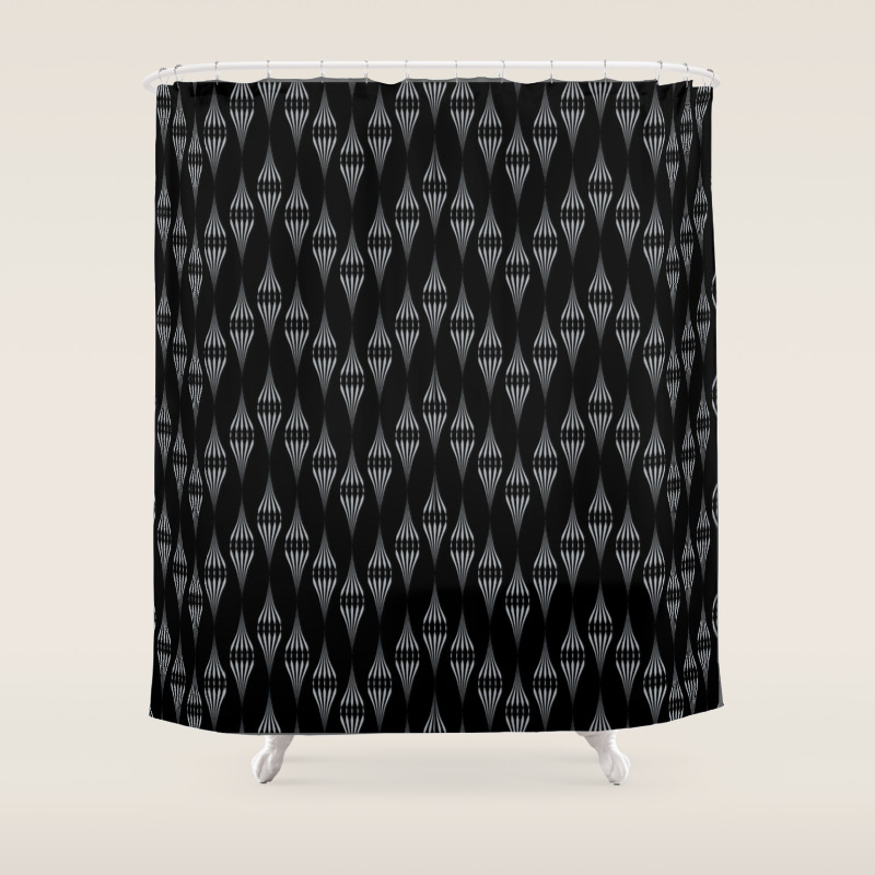 Art Deco 46 Fishnet Black Gray Zigzag Shower Curtain By Decoli Society6
