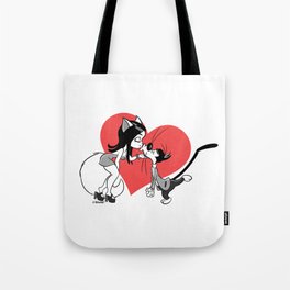 Cats in Love Retro 30s Cartoon Rubber Hose Style Tote Bag
