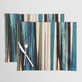 blue turquoise black grey beige pink abstract striped pattern Placemat