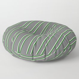 [ Thumbnail: Dim Gray, Beige & Dark Green Colored Pattern of Stripes Floor Pillow ]