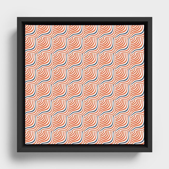 Striped Shells Red and Blue Pattern Framed Canvas