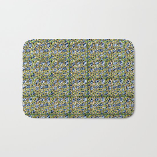 Blue-Black Seeds Pattern Bath Mat