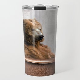 Bear with Rubber Ducky in Vintage Bathtub Travel Mug