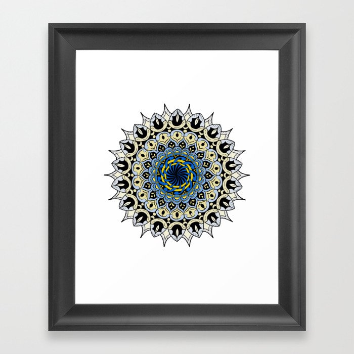 Celtic Knot Mandala, Blue, Black and Yellow Framed Art ...
