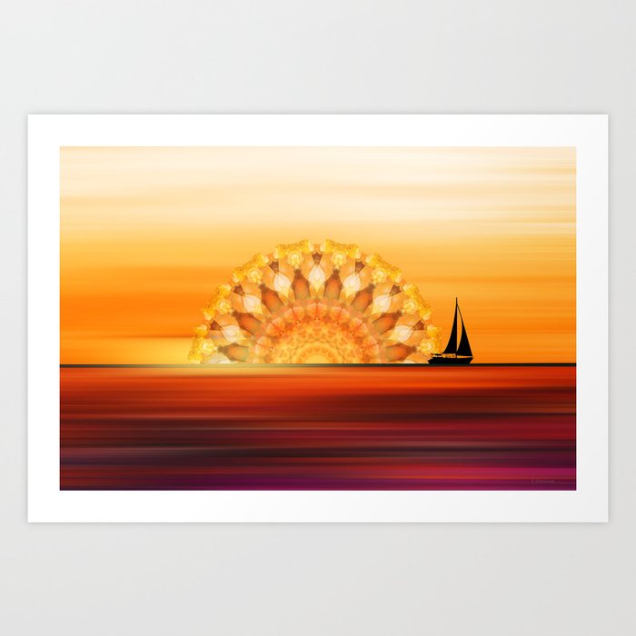Sunset Sail - Warm Sunset Beach Art Art Print