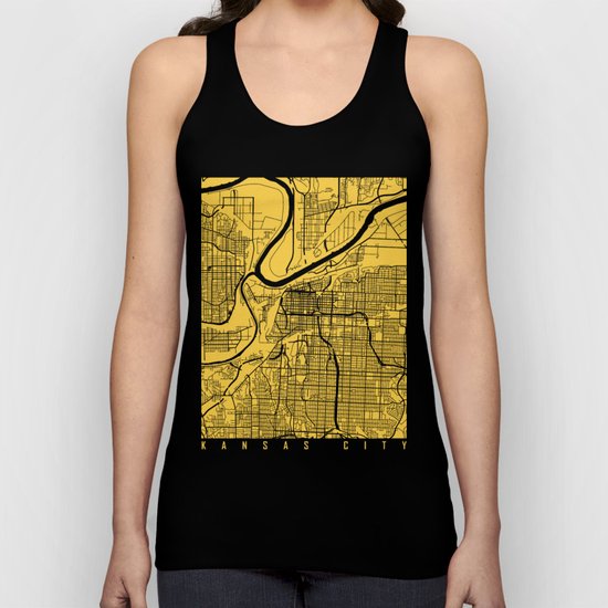 Kansas City map yellow Unisex Tank Top