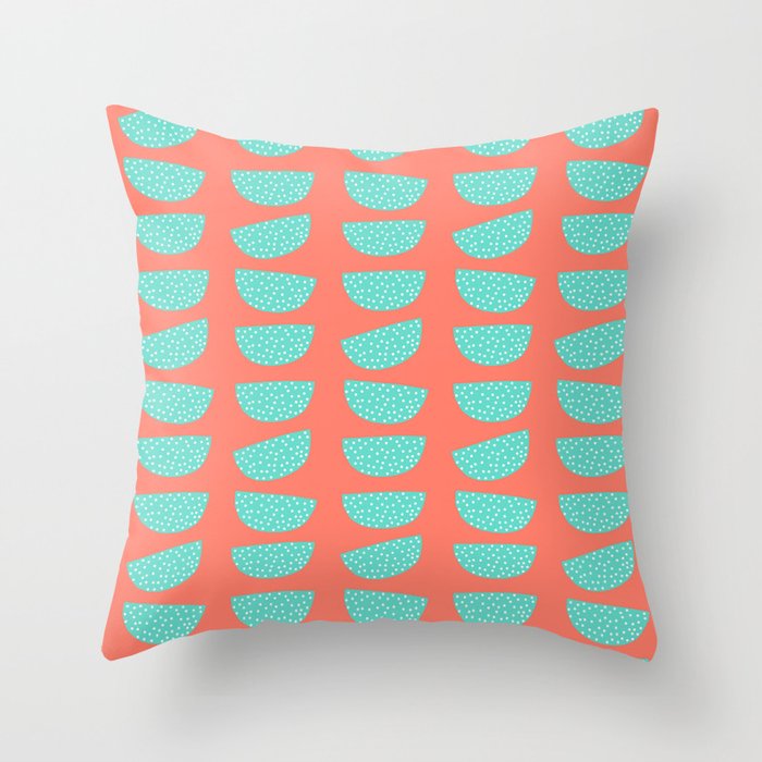 Coral And Teal Abstract Geometric Throw Pillow By Emmafreemanart