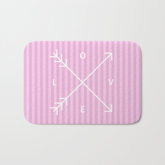 Pink Stripes Love Valentine's Day (Valentine Gift) Bath Mat