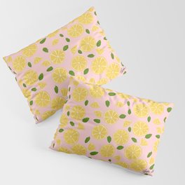 Yellow lemons- pink background Pillow Sham