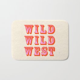 WILD WILD WEST Bath Mat | Dallas, Typography, Type, Austin, Desert, Travel, Pink, Cowboy, Western, Modern 