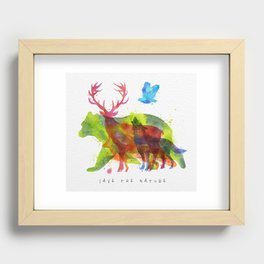 Watercolor animals save the nature Recessed Framed Print