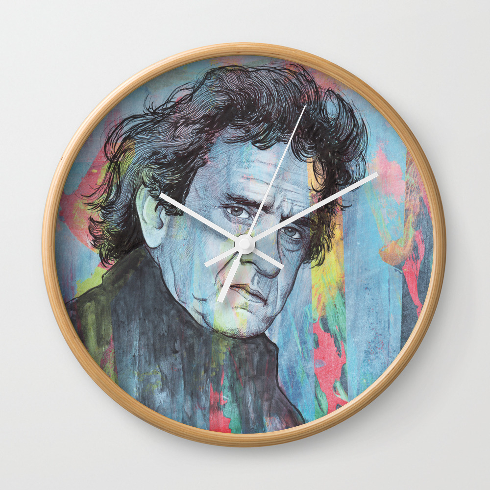 Johnny Cash Man In Black Wall Clock By Tbraunstudio Society6