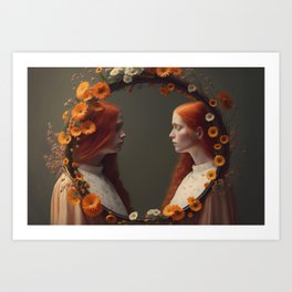 Two and more, in the circle sisters . Art Print