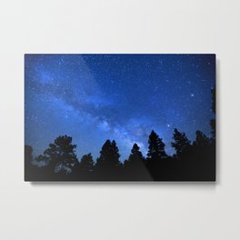 Milky Way (Black Trees Blue Space) Metal Print