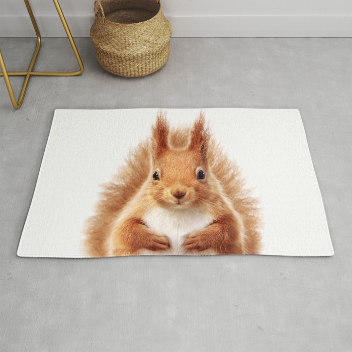 Baby Squirrel, Woodland Animals, Kids Art, Baby Animals Art Print By Synplus Rug