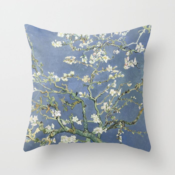 Almond Blossom - Vincent Van Gogh (blue pastel) Throw Pillow