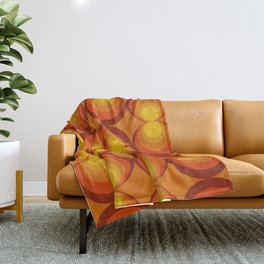70s Circle Design - Orange Background Throw Blanket