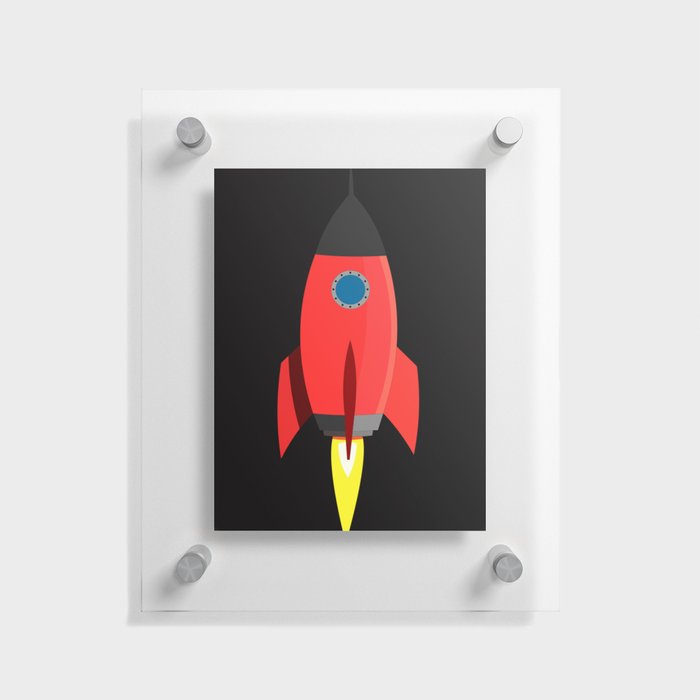 Red Space Rocket  Floating Acrylic Print