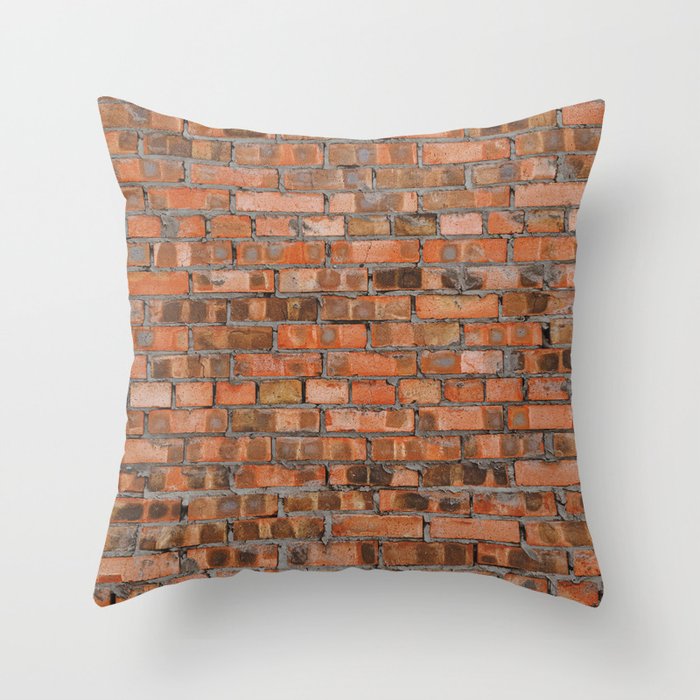 Texture of an old brick wall closeup Throw Pillow
