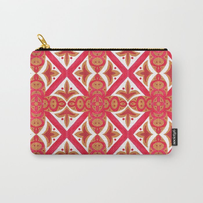 Red orange watercolor traditional italian motif pattern Carry-All Pouch