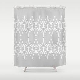 Art Deco Delicate Grey & White Pattern Shower Curtain