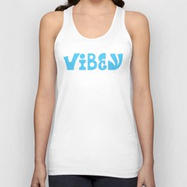 Vibey Blue Retro & Funky Hand-Lettered Words Unisex Tank Top