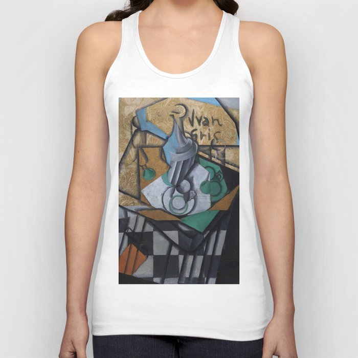 Carafe, Cups and Glasses Juan Gris - Cubism Art Reproduction Green And Brown Tank Top