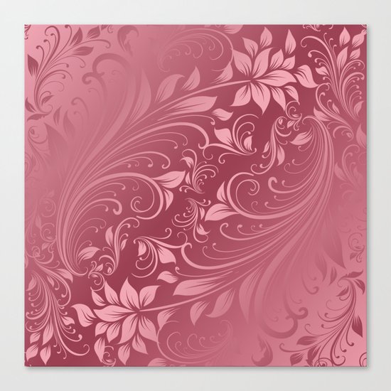 Rose quartz swirls leaves Canvas Print
