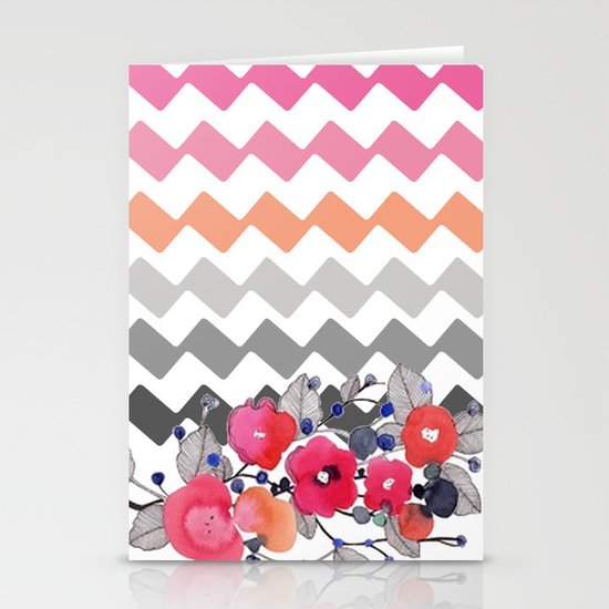 Colourful Flowers and Zig Zags Stationery Cards