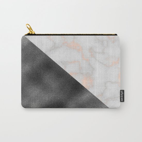 Rose gold marble and gunmetal grey storm Carry-All Pouch