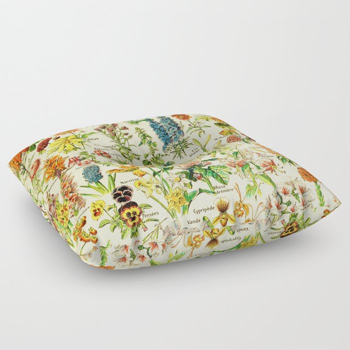 Adolphe Millot "Flowers" 5. Floor Pillow