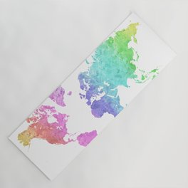 Rainbow world map in watercolor style "Jude" Yoga Mat