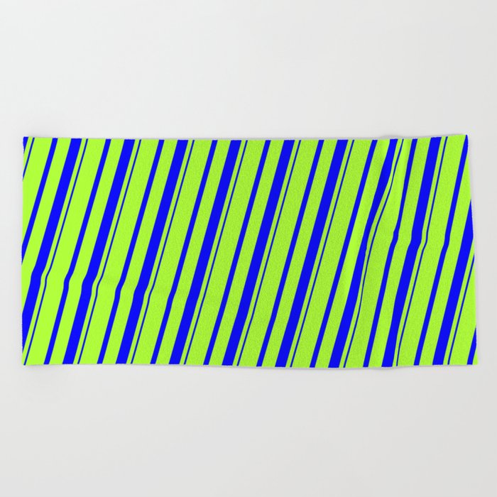 Light Green and Blue Colored Striped/Lined Pattern Beach Towel