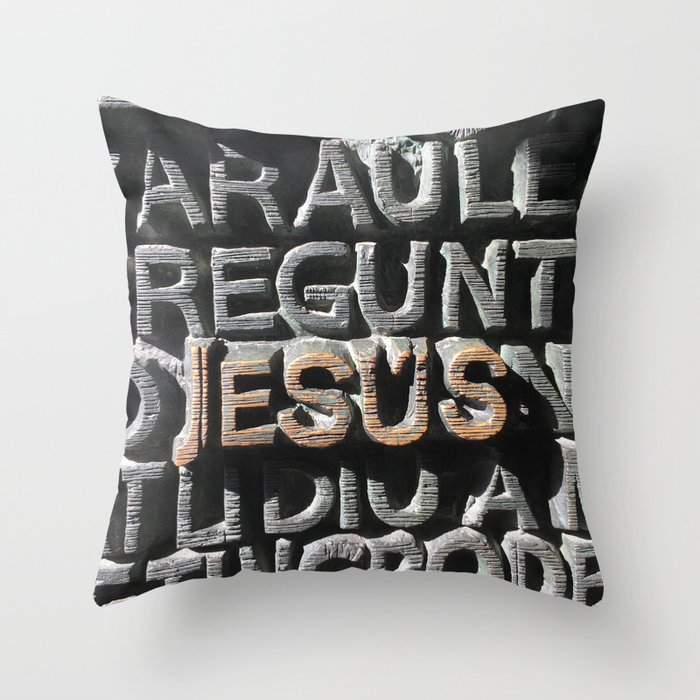 JESUS. On door of Spanish Cathedral. Throw Pillow