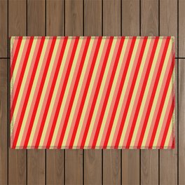 [ Thumbnail: Tan, Salmon, and Red Colored Lines/Stripes Pattern Outdoor Rug ]