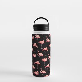 Flamingo Pattern - Black Water Bottle