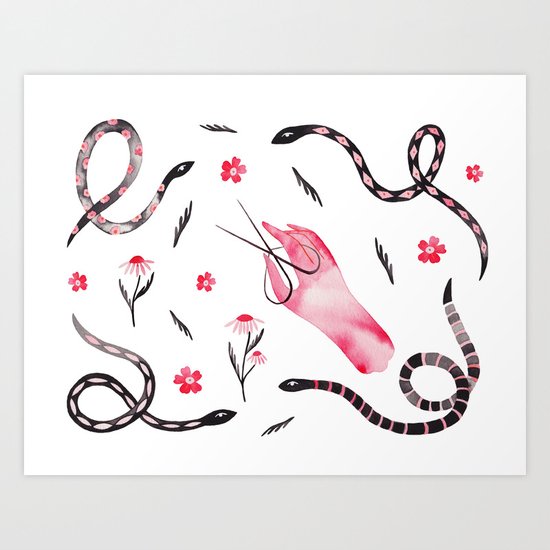 Snakes in the garden Art Print