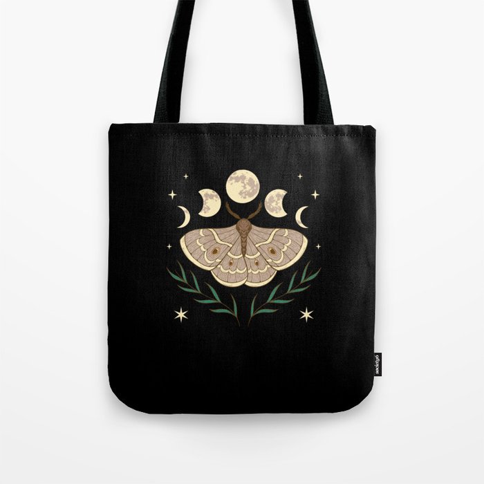 Lunar Phase Moth Aesthetic Cottagecore Butterfly Tote Bag