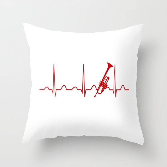 TRUMPET HEARTBEAT Throw Pillow