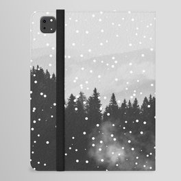 Mountains pine tree forest snow fog landscapes  iPad Folio Case