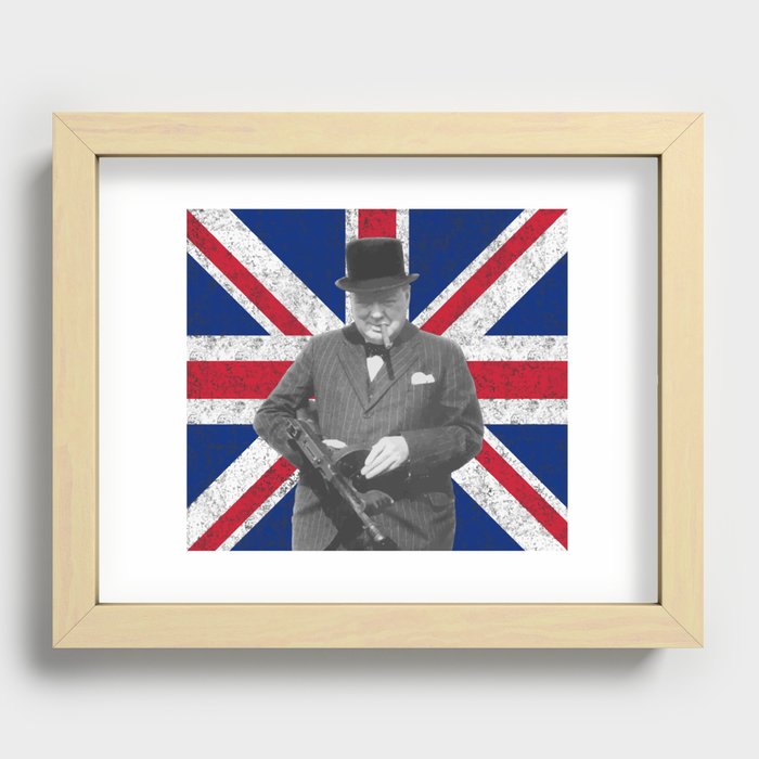 Winston Churchill Posing With A Tommy Gun Recessed Framed Print